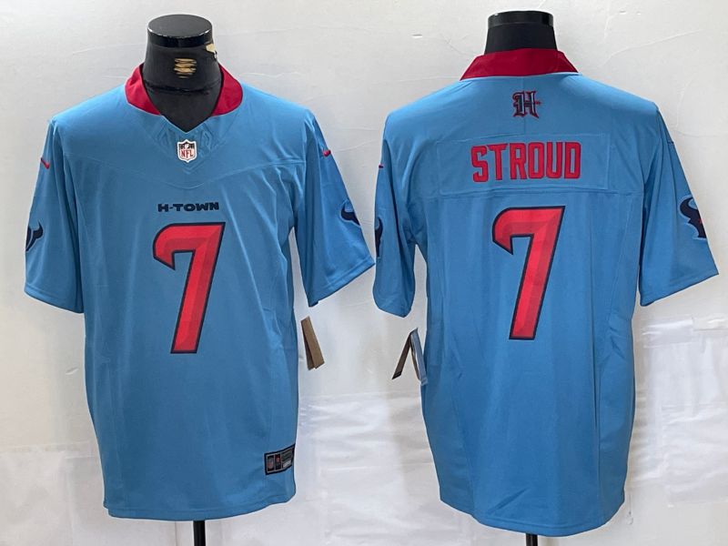 Men Houston Texans #7 Stroud Light Blue Three generations 2025 Nike Limited NFL Jersey style 21